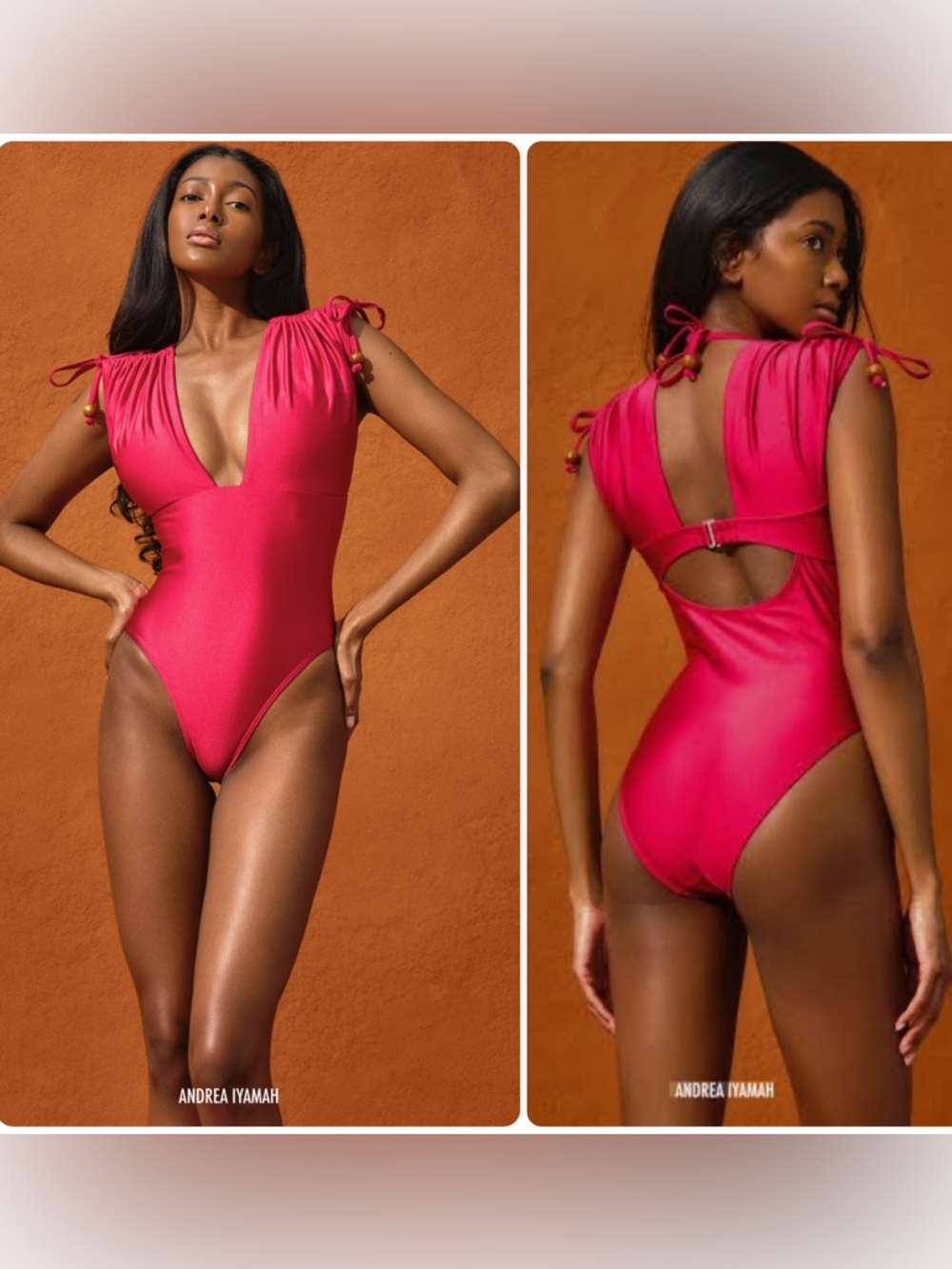 Andrea Iyamah Roba Vibrant Ruby Tie Shoulders One-Piece Swimsuit NWT $225
